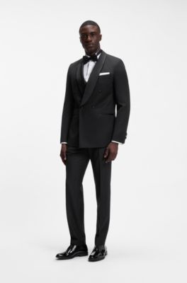 Slim-fit blazer crafted in Italian virgin wool, Black
