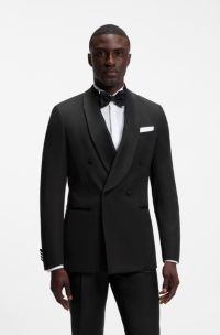Slim-fit blazer crafted in Italian virgin wool, Black