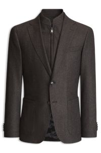 Slim-fit jacket with zip-up inner, Dark Brown