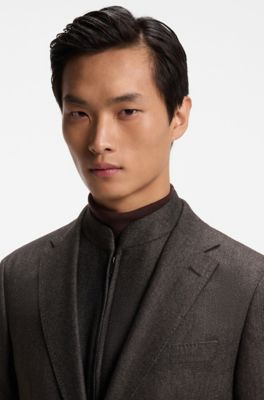 Slim-fit jacket with zip-up inner, Dark Brown