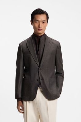 Slim-fit jacket with zip-up inner, Dark Brown