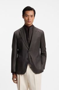 Slim-fit jacket with zip-up inner, Dark Brown