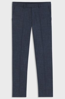 Regular-fit trousers in a patterned wool blend, Dark Blue