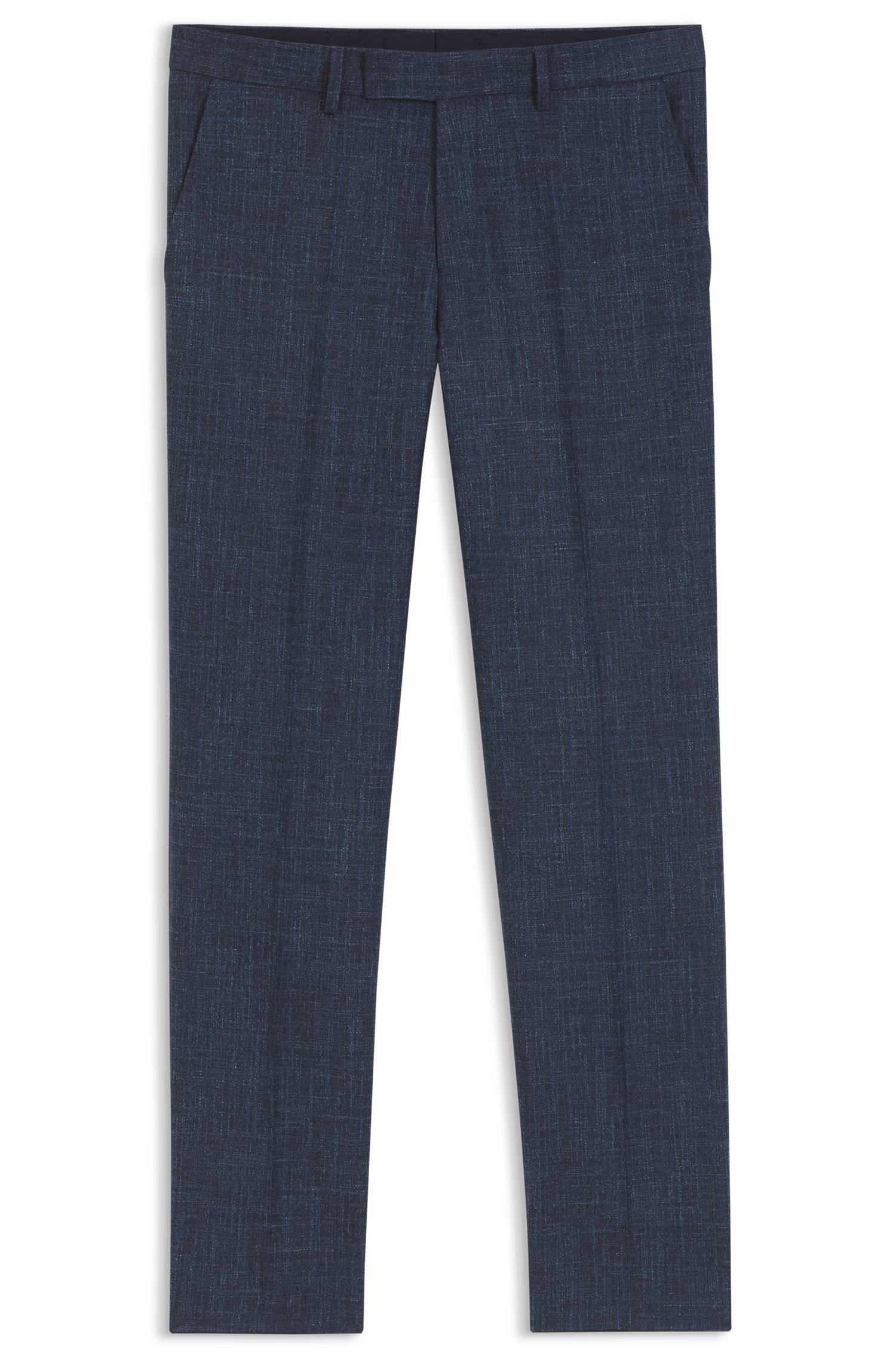 Boss Regular-fit trousers in a patterned wool blend byxor herr – bild 4