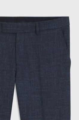 Regular-fit trousers in a patterned wool blend, Dark Blue