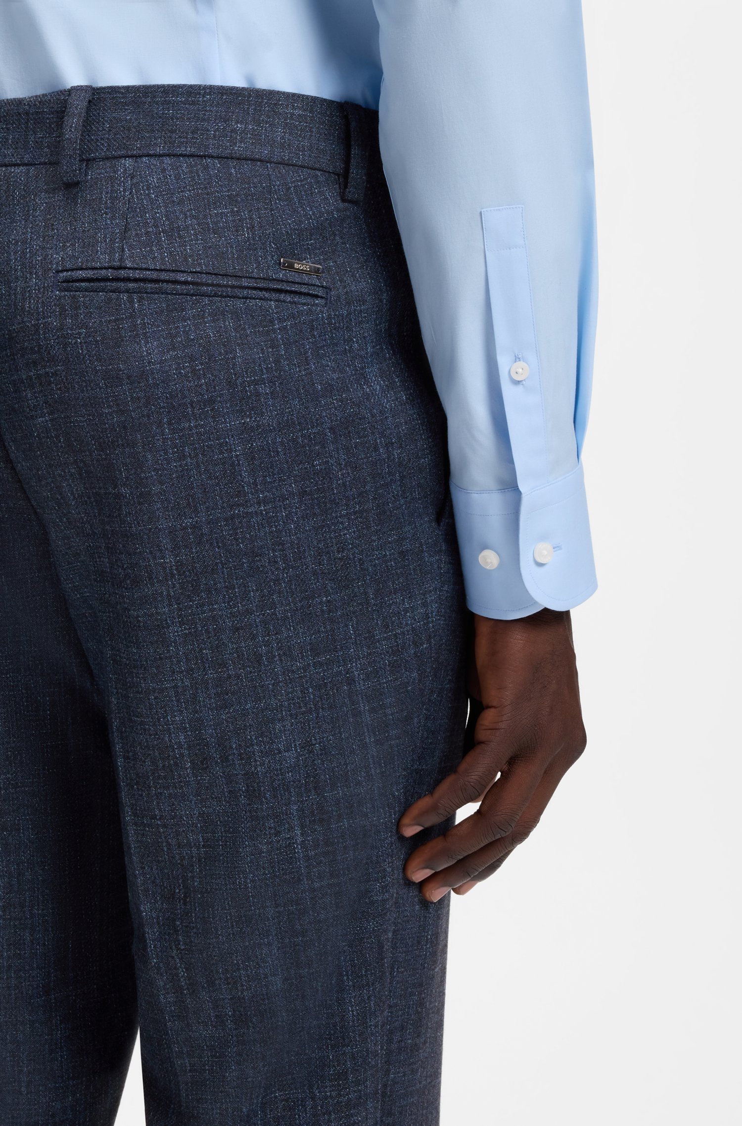 Boss Regular-fit trousers in a patterned wool blend byxor herr – bild 3
