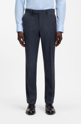 Pantaloni regular fit in misto lana a motivi, Blu scuro