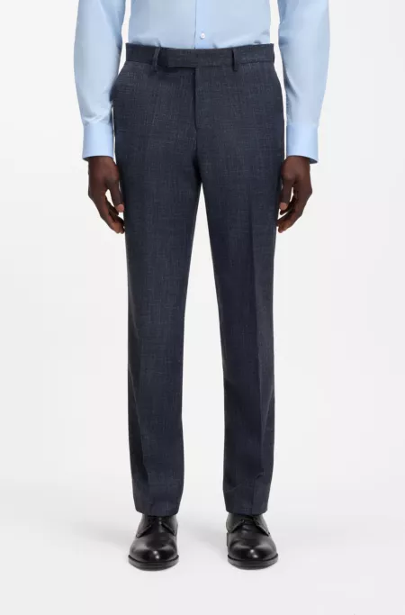Regular-fit trousers in a patterned wool blend