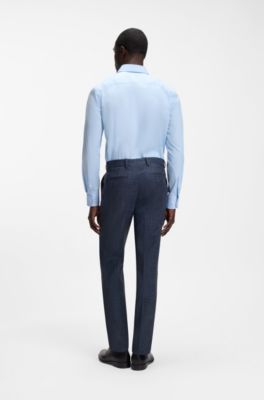 Pantaloni regular fit in misto lana a motivi, Blu scuro