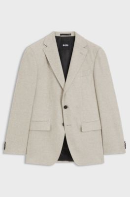 Patterned slim-fit blazer in a wool-cashmere blend, Light Brown
