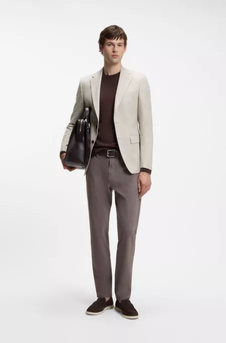Patterned slim-fit blazer in a wool-cashmere blend