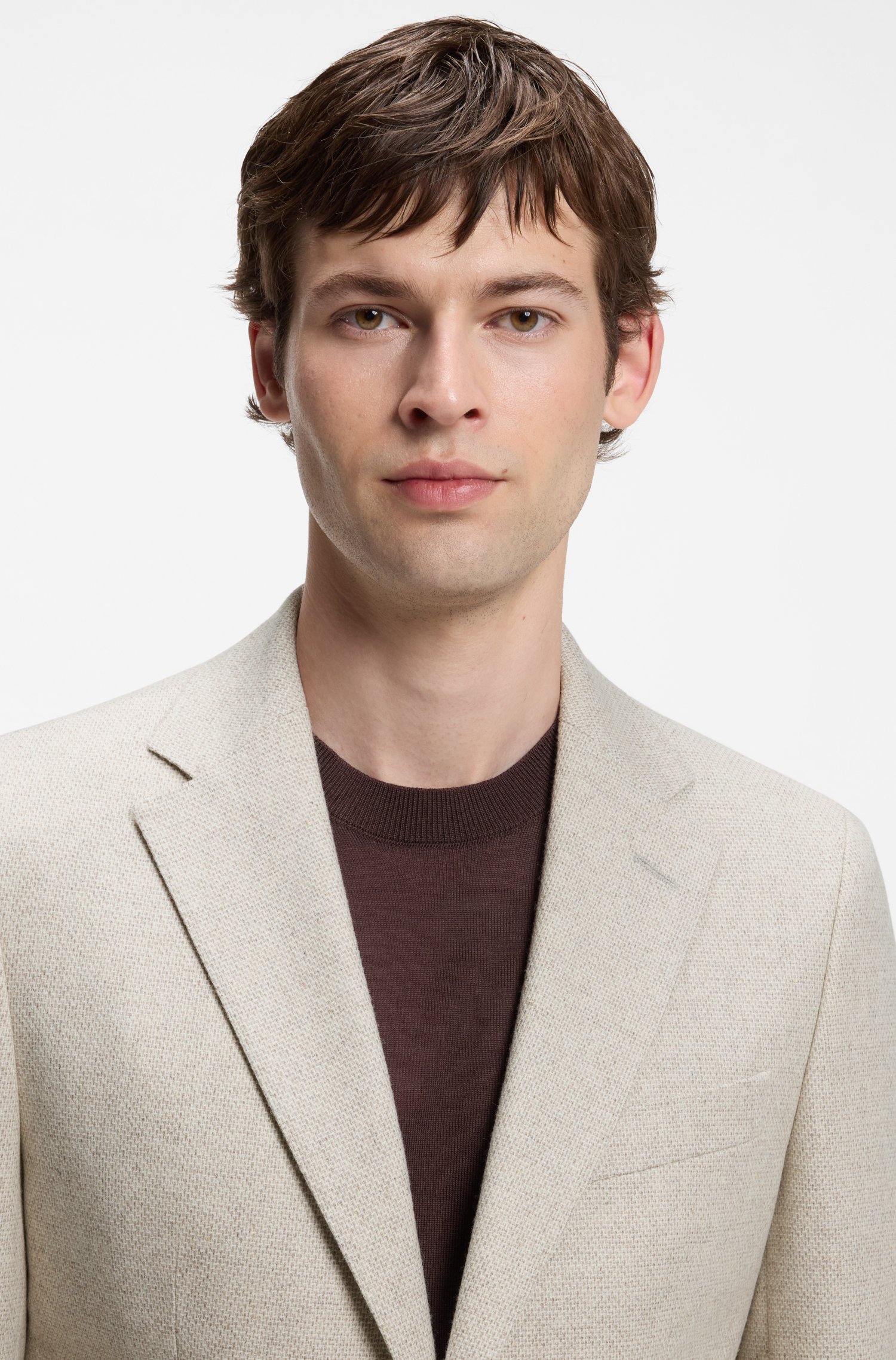 Boss Patterned slim-fit blazer in a wool-cashmere blend herr – bild 3