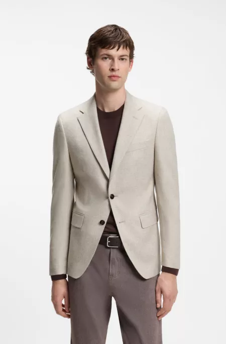 Patterned slim-fit blazer in a wool-cashmere blend