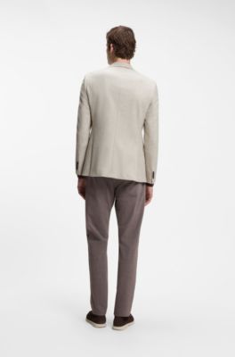 Patterned slim-fit blazer in a wool-cashmere blend, Light Brown