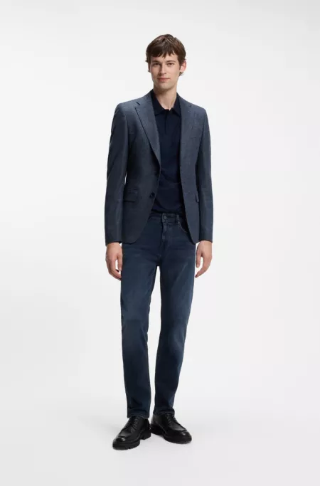 Patterned slim-fit blazer in a wool-cashmere blend