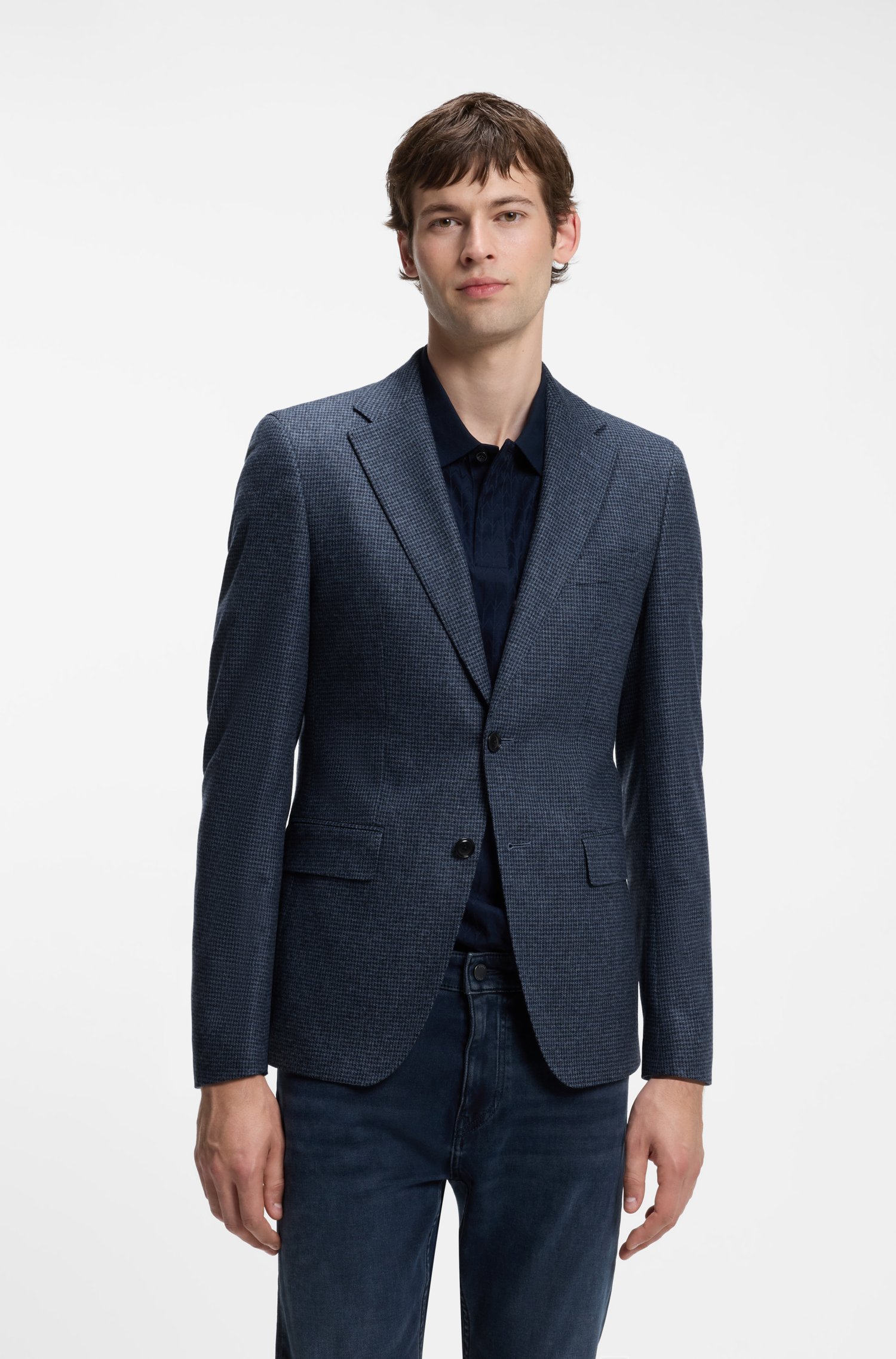 Boss Patterned slim-fit blazer in a wool-cashmere blend herr