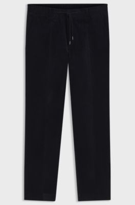 Tapered-fit trousers in stretch corduroy, Dark Blue