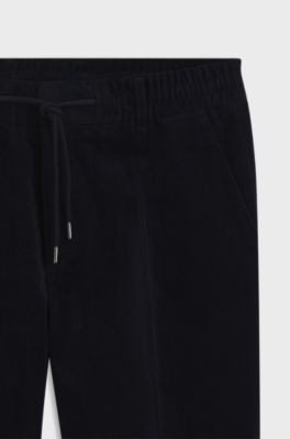 Tapered-fit trousers in stretch corduroy, Dark Blue