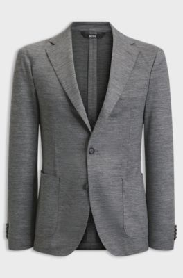 Micro-pattern slim-fit blazer in Italian jersey, Grey