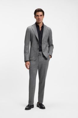 Micro-pattern slim-fit blazer in Italian jersey, Grey