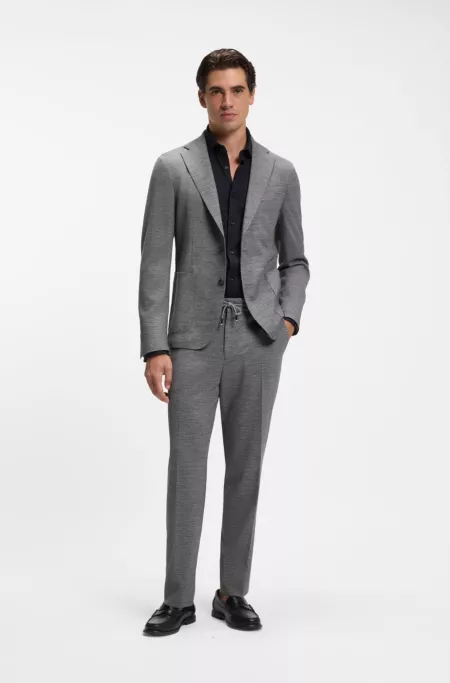 Fein gemusterter Slim-Fit Blazer aus italienischem Jersey