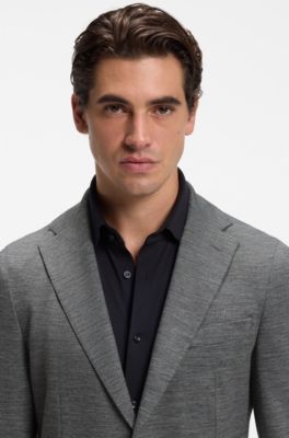 Micro-pattern slim-fit blazer in Italian jersey, Grey
