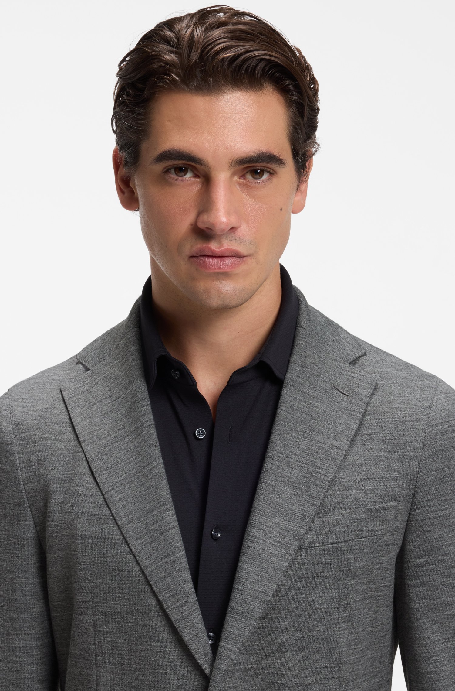 Boss Micro-pattern slim-fit blazer in Italian jersey herr – bild 3