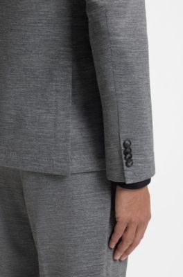 Micro-pattern slim-fit blazer in Italian jersey, Grey