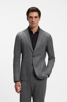 Micro-pattern slim-fit blazer in Italian jersey, Grey