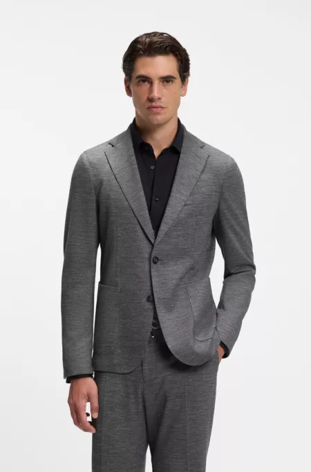Fein gemusterter Slim-Fit Blazer aus italienischem Jersey
