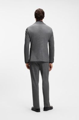 Micro-pattern slim-fit blazer in Italian jersey, Grey