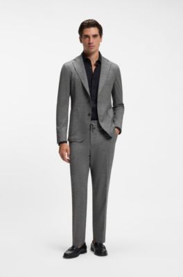 Regular-fit formal trousers in a virgin wool blend, Grey