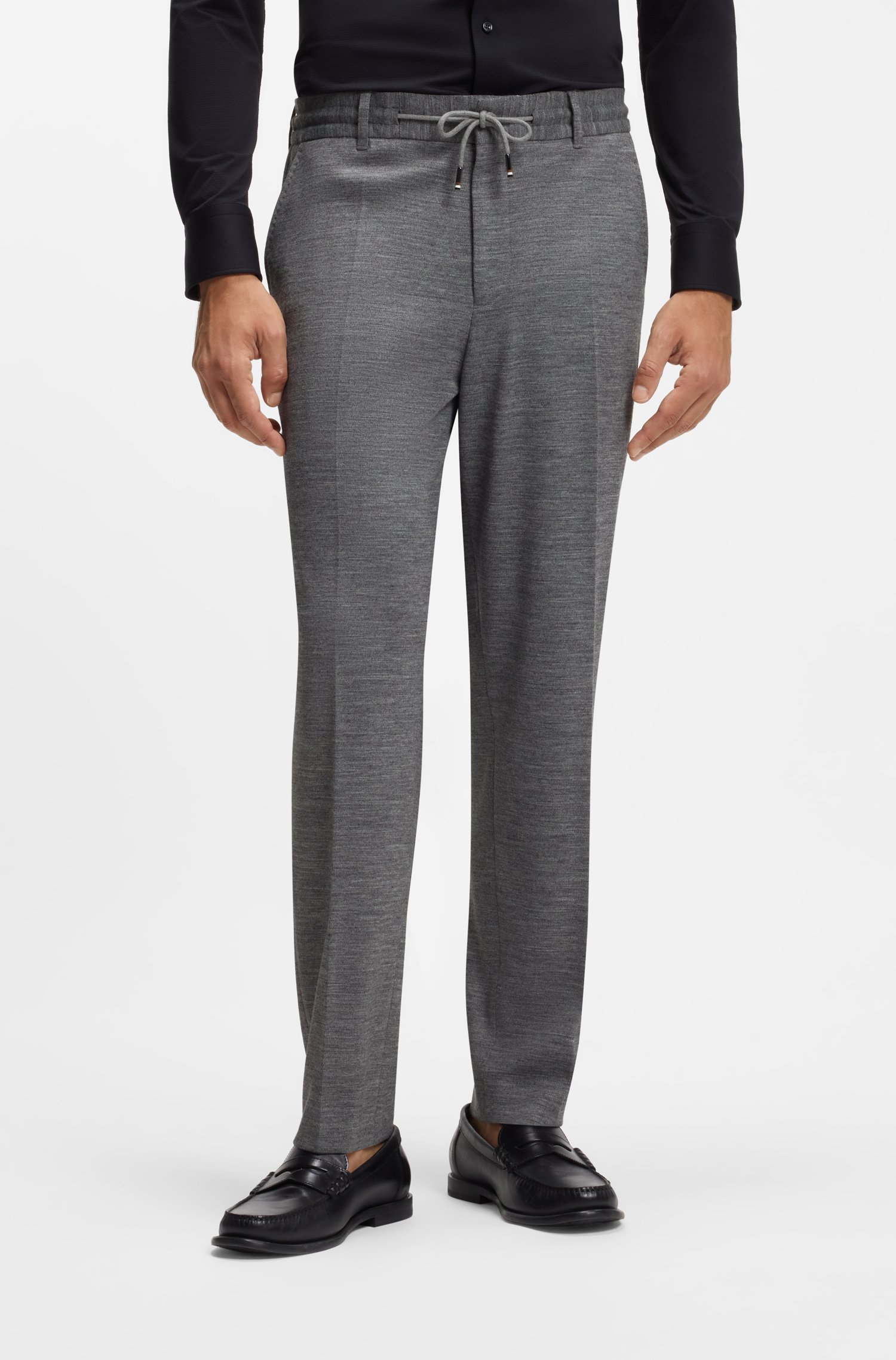 Boss Regular-fit formal trousers in a virgin wool blend byxor herr