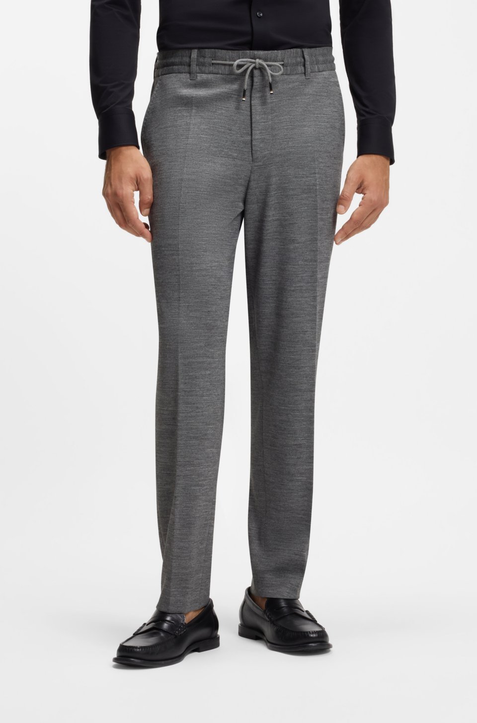 Regular-fit formal trousers in a virgin wool blend