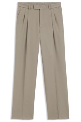 Relaxed-fit trousers in virgin wool, Beige