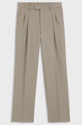 Relaxed-fit trousers in virgin wool, Beige