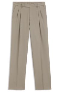 Pantaloni relaxed fit in lana vergine, Beige