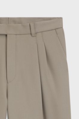 Relaxed-fit trousers in virgin wool, Beige
