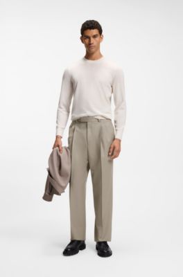 Relaxed-fit trousers in virgin wool, Beige