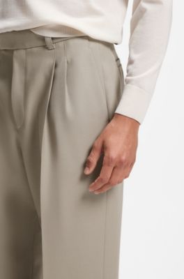 Relaxed-fit trousers in virgin wool, Beige