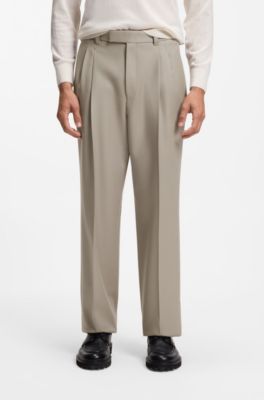 Relaxed-fit trousers in virgin wool, Beige