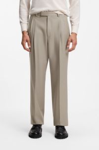 Relaxed-Fit Hose aus Schurwolle, Beige
