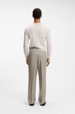 Relaxed-fit trousers in virgin wool, Beige