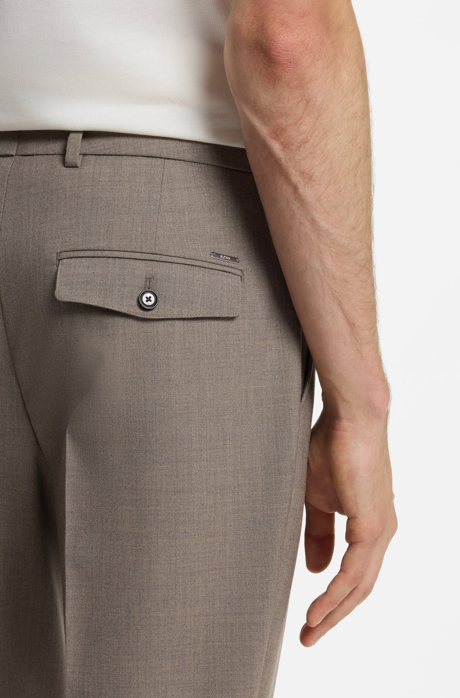 Boss Pleated relaxed-fit trousers in virgin wool byxor herr – bild 3