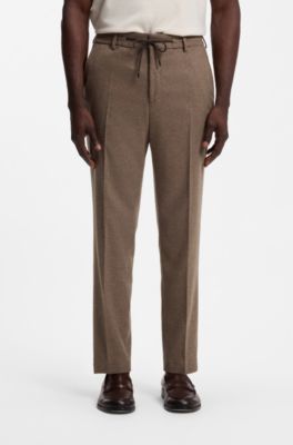 Tapered-fit performance trousers in virgin wool, Brown