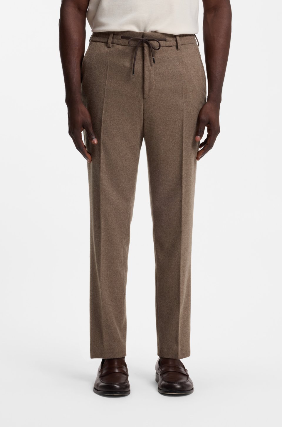 Tapered-fit performance trousers in virgin wool