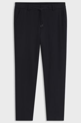 Tapered-fit performance trousers in virgin wool, Dark Blue