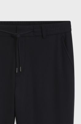 Tapered-fit performance trousers in virgin wool, Dark Blue