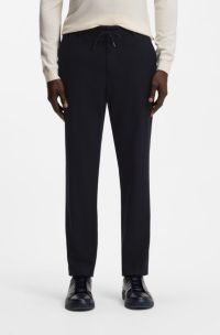 Tapered-fit performance trousers in virgin wool, Dark Blue