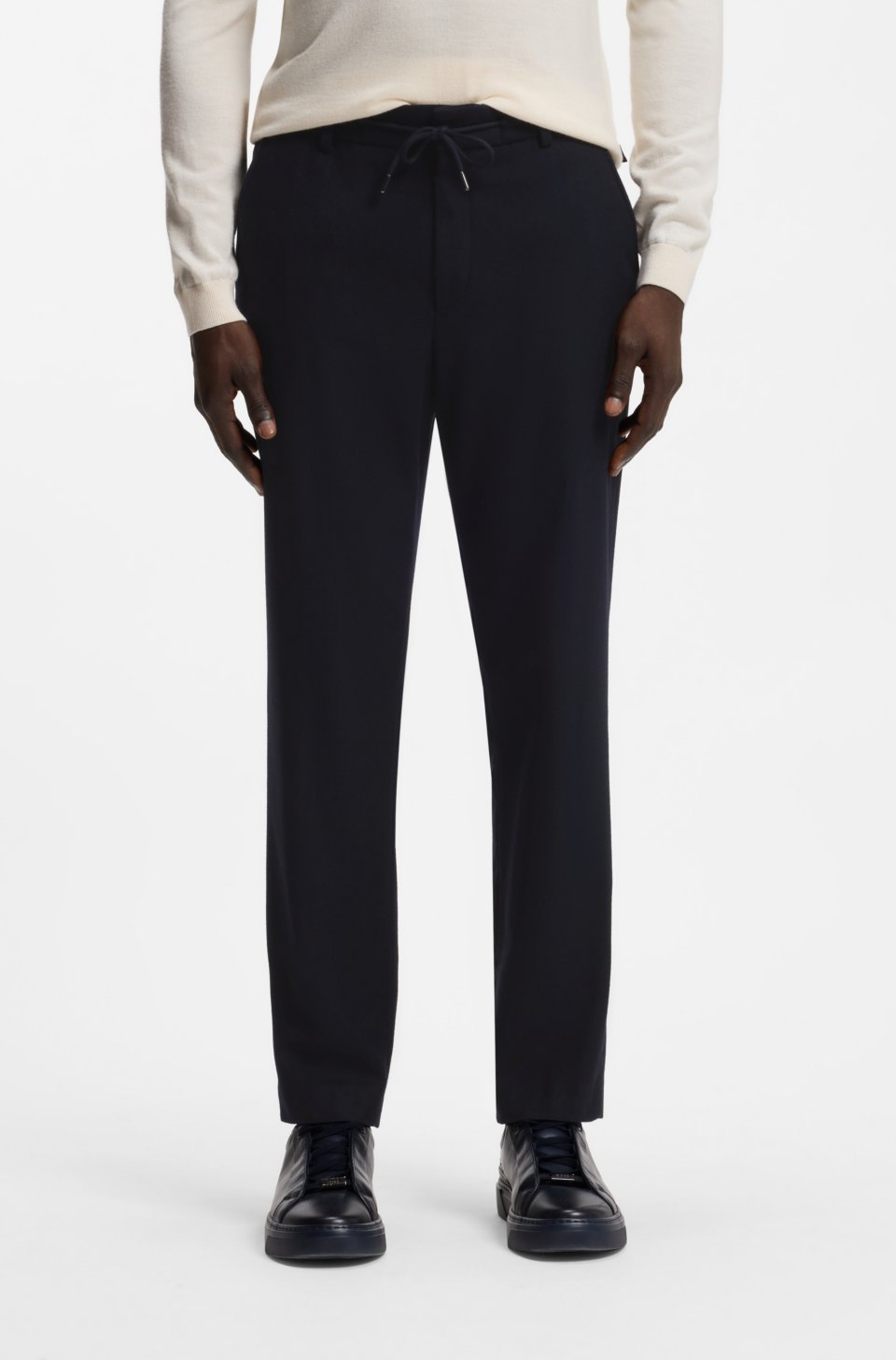 Tapered-fit performance trousers in virgin wool